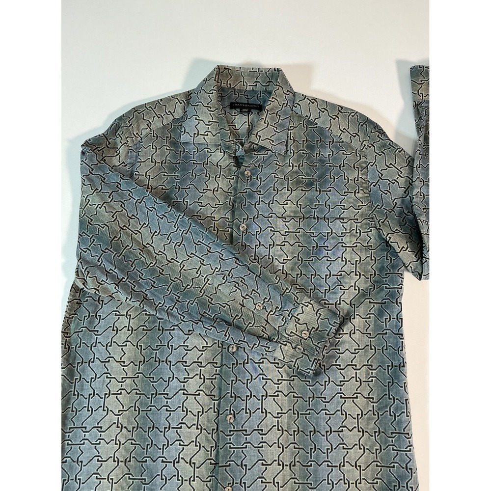VTG Jhane Barnes Geometric Woven Men's Button Up Shirt Made In Japan Size M